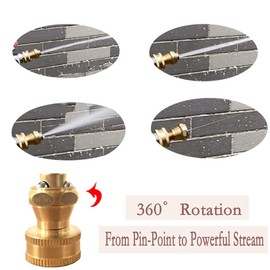FUATY Heavy Duty Brass Hose Nozzle, 3PCS Adjustable Twist Pressure Sprayer High Pressure Water Sweeper Nozzle for Garden Hose Power Wash Hose Attachment
