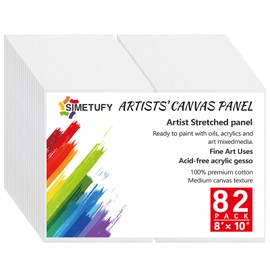 Simetufy 82 Pack 8x10 Inch Bulk Canvas Boards for Painting, Blank Flat Canvas Panels Gesso Primed Acid-Free 100% Cotton Canvases for Acrylics Oil Watercolor Tempera Paints Art Supplies