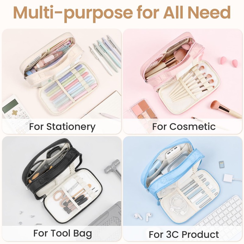 Sooez Large Pencil Case, Pencil Pouch with Handle, Pen Bag