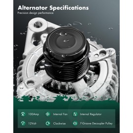 SCITOO Alternator Fits for Toyota Camry 07-17, for RAV4 09-12, for Highlander 08-13, for Avalon 2005-2018, for Venza & for Lexus RX350, V6 3.5L- 12V 100Amp CW 7-Groove Decoupler Pulley 11136