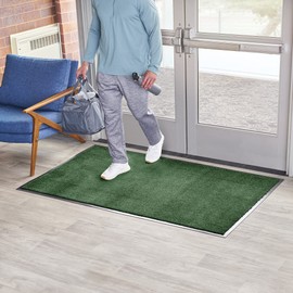 Consolidated Plastics Economy Indoor/Outdoor Entrance Floor Mat with Non-Slip Rubber Backing, Absorbs Water, 18 Oz Heavy Duty Carpet Rug Commercial Grade (3' x 10', Green)