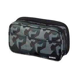 LIHIT LAB Funda con zíper para bolígrafos, Camuflaje Verde, Double: 7.9 x 2.8 x 4.7"