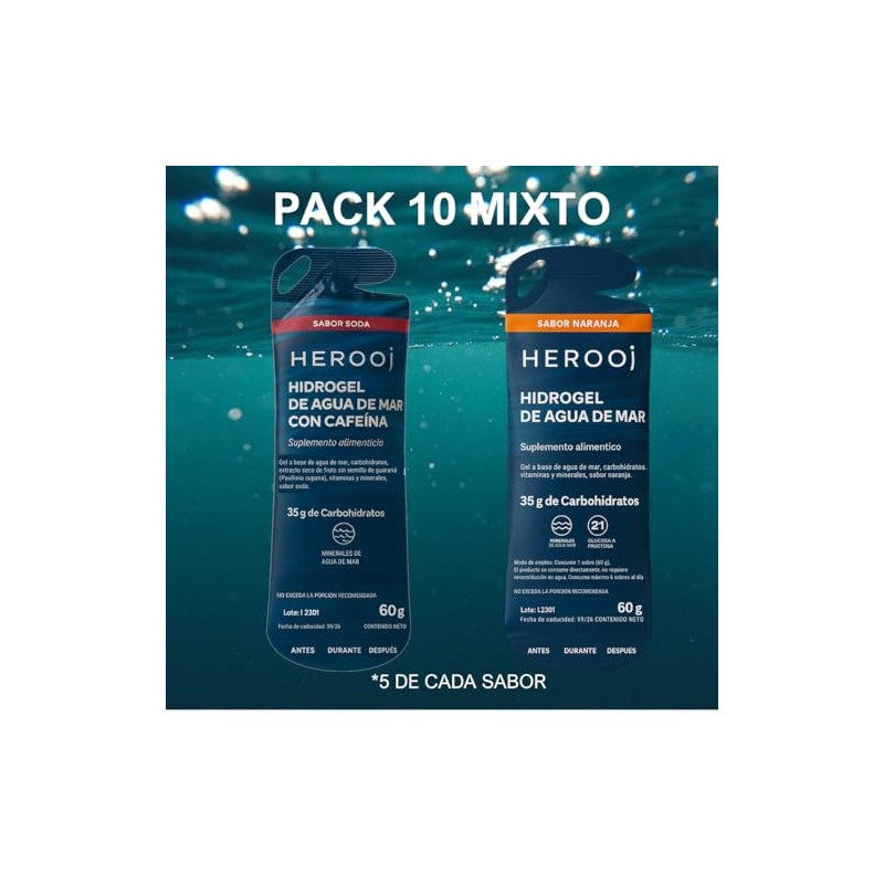 Hidrogel Agua Mar Mixto Sticks Sabores Cola Naranja Gel Energético