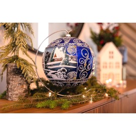 8 inch XL Large Christmas Ball Ornaments, Polish Luxury Christmas Ornaments, Hand Blown Glass Christmas Ornaments, Glass Christmas Ornaments Balls, Hand Painted Christmas Ball Ornaments Blue 200mm
