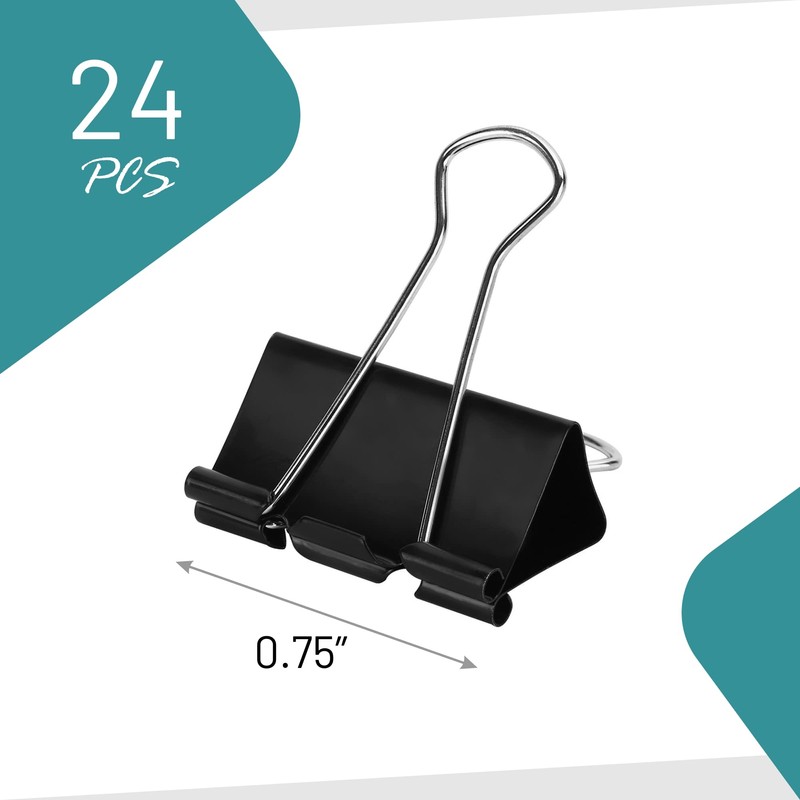 Small Binder Clips – 24 Pack Binder Paper Clips