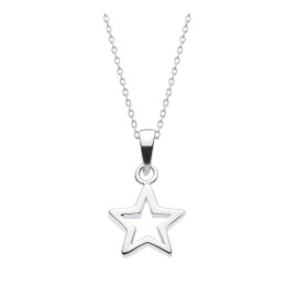 Dew Sterling Silver Open Star 18" Necklace
