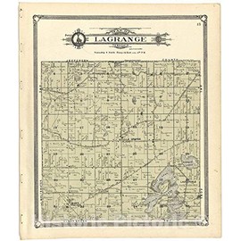 Historic 1907 Wall Map - Standard Atlas of Walworth County, Wisconsin : Including a plat Book of The Villages, Cities and townships - Map of Lagrange Township 20in x 24in