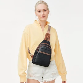 LATMAP 7L Sling Bag For Women Faux Leather Anti Theft Small Casual Daypack Backpack Fanny Pack Crossbody Chest Bags Purse Waterproof