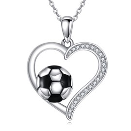 ONEFINITY Football Necklace 925 Sterling Silver Football Pendant Necklace Sports Jewellery for Boys Football Player Gifts for Girls, Sterling Silver, No Gemstone
