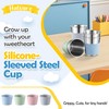 Stainless Steel Kids Cups with Silicone Sleeves, 8oz Metal Tumbler