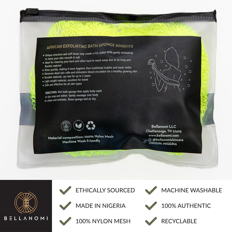 Esponja Exfoliante Bellanomi 114 cm – Lujosa, Secado Rápido y