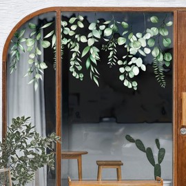 Buer Homie Hanging Flower Wall Stickers, Floral Decal for Living Room Bedroom, Green