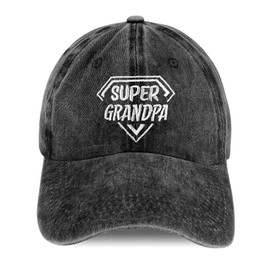 Ivnkeenes Hat for Men Super Grandpa Baseball Cap Gifts for Men Grandfather Adjustable Cotton Golf Hat Letter Hats Fishing Hiking Riding