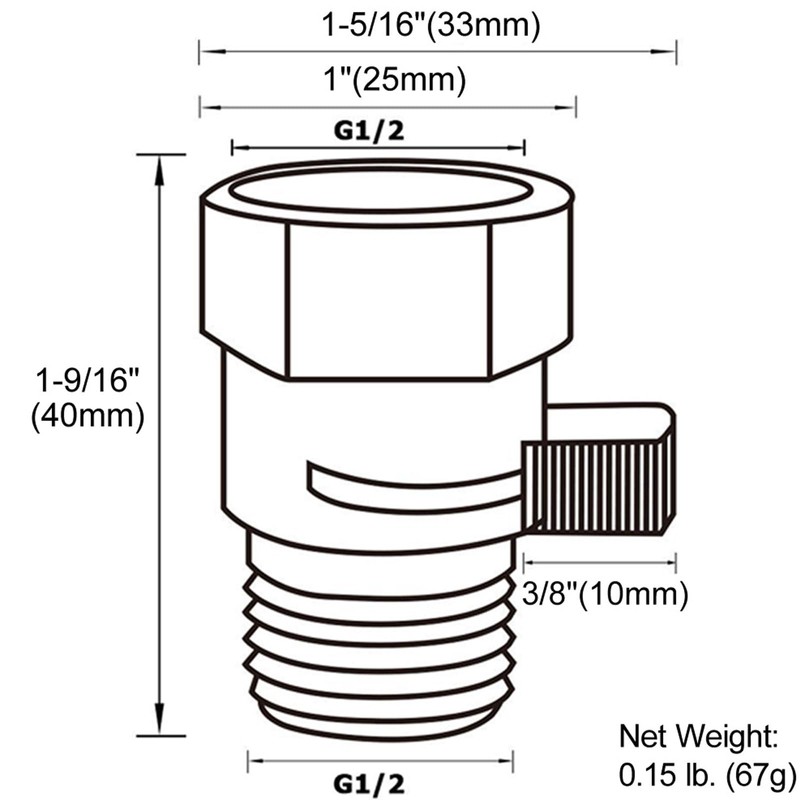 Water Flow Control Valve, Angle Simple Brass Shower Shut Off