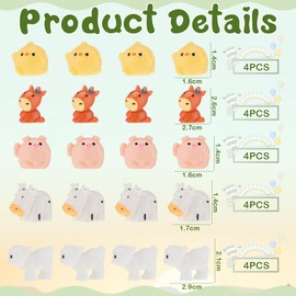 Cinnvoice 20 Sets Emotional Support Gifts Bulk Cute Mini Resin Animals with Card Box Emotional Support Animal Toys Inspirational Gifts for Student Teacher Back to School Classroom Prizes(Farm)