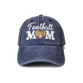 Shenbors Football Mom Hat for Women, Navy Blue Embroidered Snap Back Baseball Cap, Adjustable Cotton Dad Hats