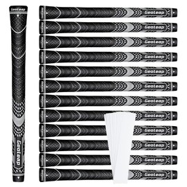 Geoleap Golf Grips Set of 13- Grips with Tapes and with All Repair Kits for Choice,Hybrid Golf Club Grips,Standard/Midsize,All Weather Contral, High Feedback & Traction. (Midsize, Black-Classic( 13 grips only with 15 tapes))