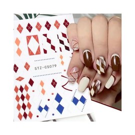 Generic Blossom Branches Geometric Lines Nail Sticker Leaf Heart Checkerboard Star Moon Cs079 Nail Wraps Stickers Manicure Supplies for Women Nails Full Long Lasting Easy Apply and Remove