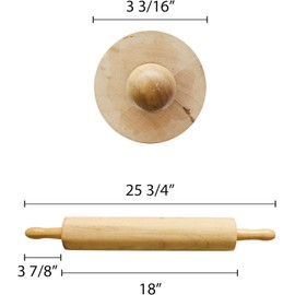TrueCraftware- 18" Wooden Rolling Pin 3-1/4" Diameter- Wooden Roll Pin Dough Roller Classic Wood Rolling Pins for All Baking Needs for Fondant Pie Crust Cookie Pastry Dough Pastry Rolling Pin
