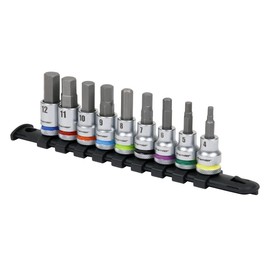 Sealey Drive Hex Socket Bit Set 9pc - Platinum 3/8"Sq AK6250