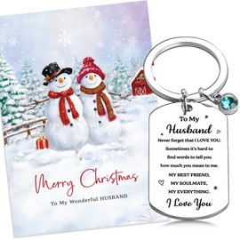 BOOMTOP Christmas Gifts for Husband, To My Husband Keyring with Christmas Card Envelop from Wife Merry Christmas Card Keyring Gifts Christmas Keepsake for Husband