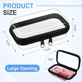 Hoolerry 3 Pcs Clear Hard Zipper Case Plastic Pouch Transparent Hard Case Clear Makeup Bag Portable Travel Organizer Bin for Cosmetics, Building Blocks, Puzzles(Black,XS)