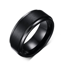 8MM Black High Polish/Matte Finish Men's Tungsten Ring Wedding Band 7-12 (11)