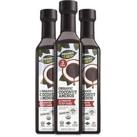 Heaven & Earth Organic Coconut Aminos, 8.4 oz (3 Pack) | Soy Free | Paleo Friendly | Low Sodium | Soy Sauce Replacement | Kosher (Including Passover)