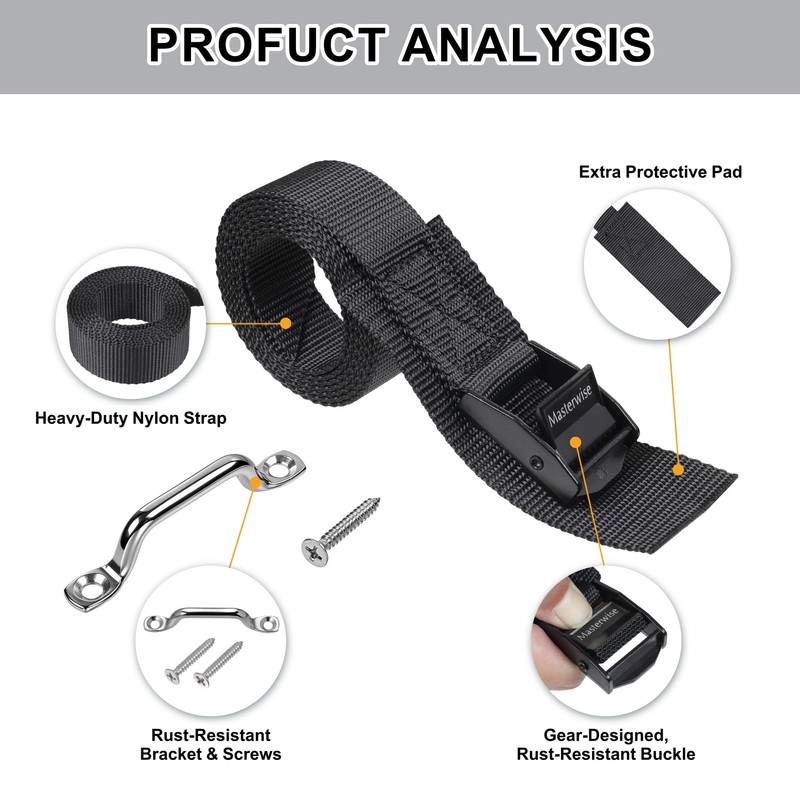 Masterwise 48" Battery Tie Down Strap Hold Down Kit, Cooler