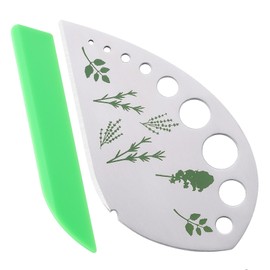 Qiyuda 9 Holes Herb Leaf Stripper and Herb Cutter 2 in 1, Stainless Steel Fresh Herb Leaf Cilantro Chopper Stripping Tool