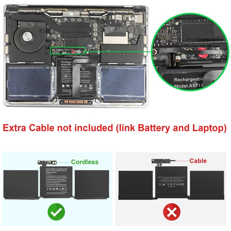 A1708 A1713 Battery for A2171 A2159 A2289 A2338, Compatible with