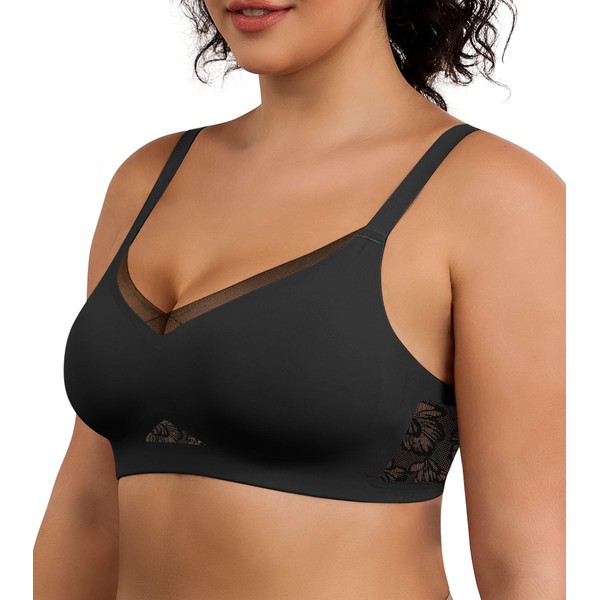 As Fairy Womens Wireless Bras V Lace Floral Mesh No