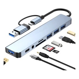 8 En 1 Adaptador Usb C Hub Tipo C, Multipuerto, Usb 3.0, .