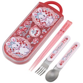 Skater TACC2AG Children's Bento Trio Set, Chopsticks, Spoon, Fork, Kids' Cutlery, Antibacterial, Easy to Open Slide Type, Made in Japan, Swimmer