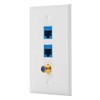 IBL-3 Port Wall Plate with Gold-Plated Coaxial TV Cable F