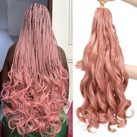 DT CHERYL French Curl Braiding Hair, 24 Inch 8 Pack Soft Curly Braiding Hair Extensions, Pre Stretched Bouncy Braiding Hair Loose Wave Braiding Hair for Women (MP2）
