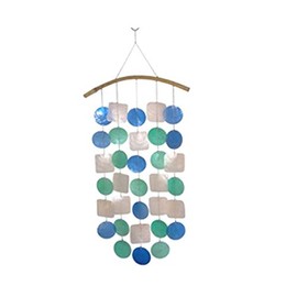 Chesapeake Bay 10714 Blue Green and White Capiz Shell Wind Chime 9 Inches x 23 Inches