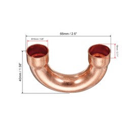 sourcing map U Shape Elbow 180 Degree Copper Pipe Fitting Sweat Welding Solder Connection 16mm or 5/8" ID for HVAC, Air Conditioning Refrigeration System Pack of 5
