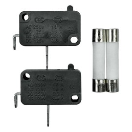 2-PACK WD21X10224 Dishwasher Door Interlock Switch Normally Open and Slow-Blow Ceramic Fuses Compatible with GE Hotpoint Dishwasher Replace MQS-216 1168295 AP3872949 PS1021382