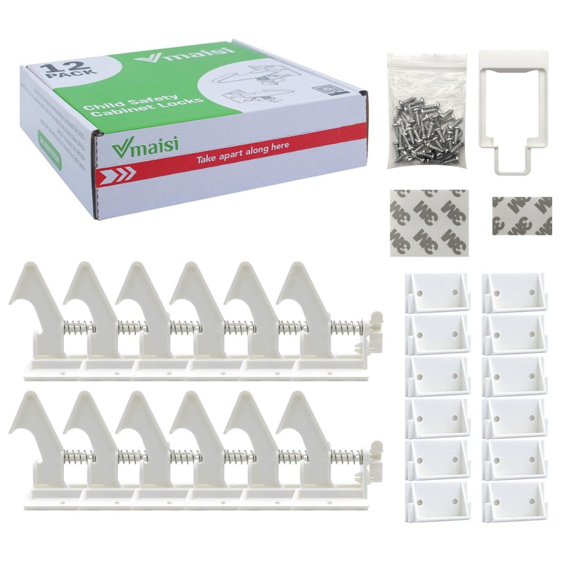 Vmaisi 12 Pack Cabinet Locks Child Safety Latches - Baby