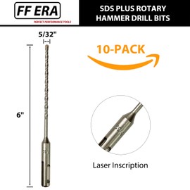 FF ERA 10-Pack SDS Plus 5/32" x 6" Rotary Hammer Drill Bits, Carbide Tipped for Brick, Stone and Concrete