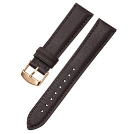 Afany Leather Watch Band 22mm for Men and Women, Quick Release Watch Strap, Dark Brown Replacement Watchband, Rose Gold Polished Pin Buckle