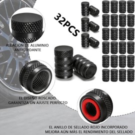 32PCS Tapones para Llantas con Anillo de Sellado, Tapones Valvulas, Cubre Valvulas, Valve Stem Caps, Compatibles con Llantas de Carro, Camioneta, Motocicleta, BMX y Bicicletas