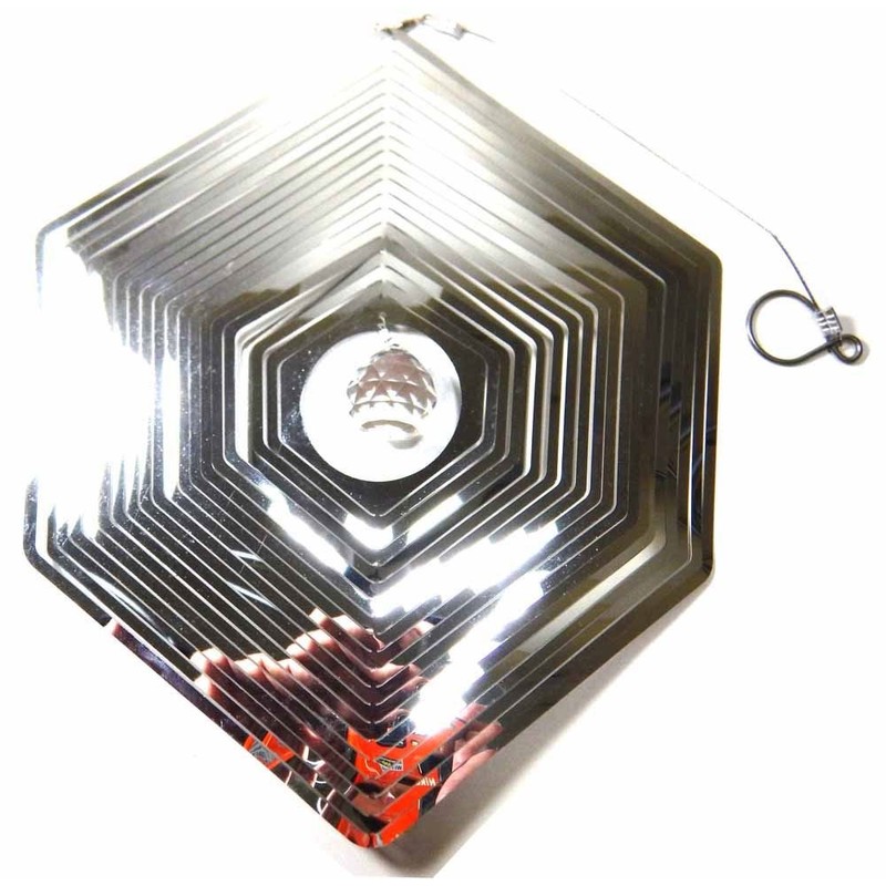Hanging Stainless Steel Garden Wind Spinner Sun Catcher Crystal -