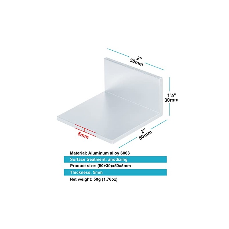 OTTFF 10 Pack Aluminum L Shaped Angle Bracket, 2" x