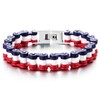 COOLSTEELANDBEYOND Men’s Stainless Steel Bike Chain Bracelet Red White and