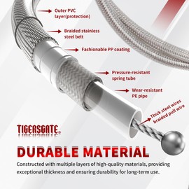 TIGERSGATE 38" Sportster Dyna Throttle Cable Stainless Steel Braided Extended Throttle and Idle Cable Kit for 2007-2013 Harley Sportster XL Models, 1996-2017 Some Dyna