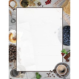 The Image Shop Coffee Themed Letterhead Stationary Paper - 8.5 x 11 Inch Premium 28lb/70T Printed Copy and Printer Paper - Great for Invitations, Menus, Flyers - Coffee (25 Sheets)