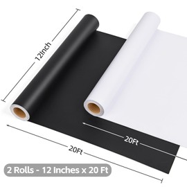 ilmagine Vinyl Matte Permanent Vinyl for Cricut - 2 Rolls of 12'' x 20 FT Black and White Adhesive Vinyl for All Cutting Machines, Silhouette, Cameo
