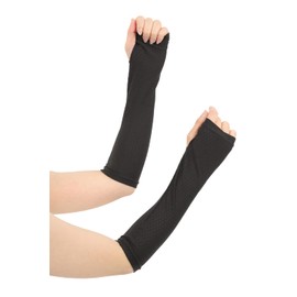 [Liapom] アームカバー オール メッシュ 吸水速乾 涼しい クール 腕カバー アームスリーブ UV対策 アームガード (ショートブラック)